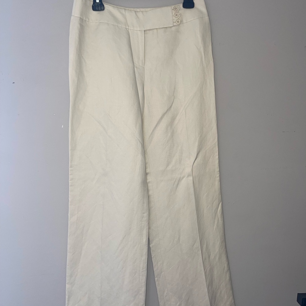 LOFT Beige Button-Detail Trousers